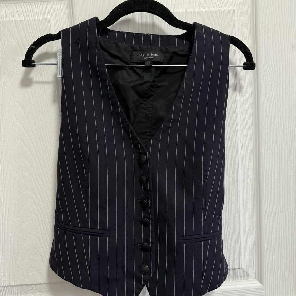 rag & bone Black Pinstriped Vest
